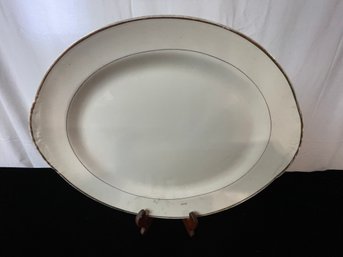 Vintage Gold Rimmed Oval Ceramic Serving Platter