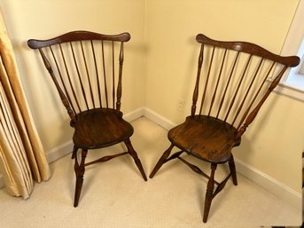Two Beautiful Antique Spindle Back Pine Chairs