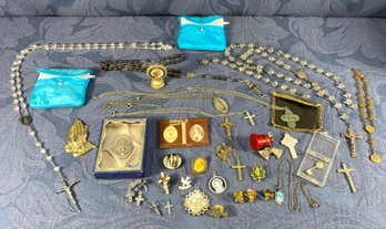 Religious Items - Rosaries, Pins, Angel Tacks, Metals, Crosses, Dash Magnet & More