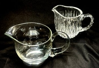 Vintage Pair Of Clear Glass/ Crystal Creamers.
