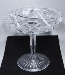 American Brilliant Cut Glass Tall Footed Compote