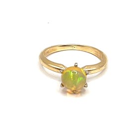 Gorgeous 14K Solid Gold Ethiopian Opal Ring, Size 6