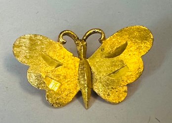 SIGNED MAMSELLE GOLD TONE BUTTERFLY BROOCH