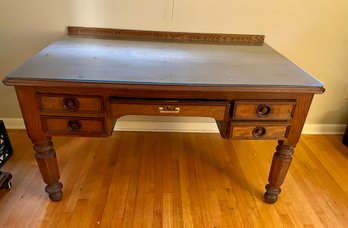 Vintage Tiger Oak Wooden Desk