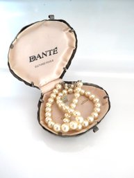 String Of Pearls In Metal Dante Clam Shell Jewelry Box