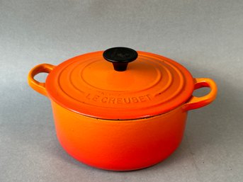 Vintage Le Creuset Enameled Cast Iron Flame Orange '18' Dutch Oven