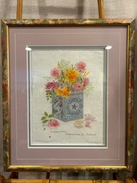 Davis Carroll Serigraph And Watercolor 'flowers In A Licorice Tin' Signed Artwork 51/60