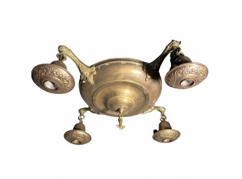 An Antique Brass Semi Flush Ceiling Mount Victorian - Restoration Project