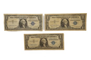 1957-1957B One Dollar Silver Certificates With Blue Seal