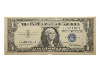 1957 Star Note Dollar Bill With Blue Seal