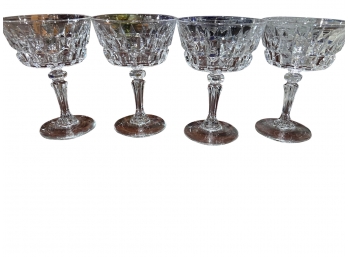 Set Of 4 Cut Crystal Aperitif / Cordial / Wine Glasses