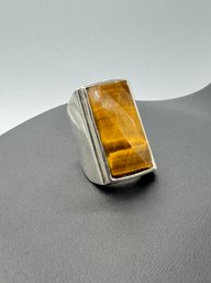 Massive Tiger Eye Cocktail Ring In Sterling Silver