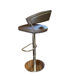 3 Of 3 Connubia  New York Swivel Chrome Curved Stools  In Desert Leather With White Stitching $1000.