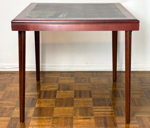 A Vintage Folding Card Table, 1950's, With Vinyl Clad Top