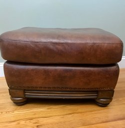 Like New Leather Ottoman With Nailhead Trim Accents