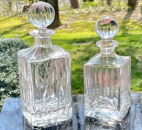 Two Vintage Heavy Cut Crystal Whiskey Decanters