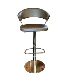 2 Of 3 Connubia  New York Swivel Chrome Curved Stools  In Desert Leather With White Stitching $1000.