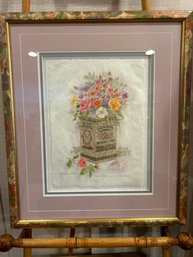 Davis Carroll Serigraph And Watercolor 'roses In A Boston Cocoa Tin' Signed Artwork 10/60