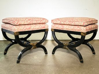 A Pair Of Stunning Vintage Neoclassical Style Ottomans By Maison Jansen