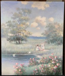 Oil On Canvas Signed Bouf De Lon