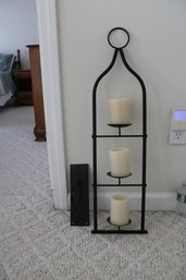 Set Of 3 Flameless Candles On A Metal Candle Holder With Wall Mount