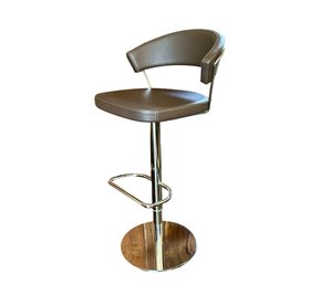 1 Of 3 Connubia  New York Swivel Chrome Curved Stools  In Desert Leather With White Stitching $1000.