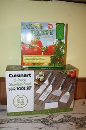 Topsy Turvy Tomato Planter & Cuisinart 5 Piece Stainless Steel BBQ Tool Set - New In Boxes