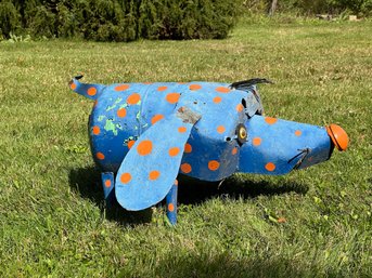 Outsider Art Blue Spotted Animal, Signed Haas - 2003