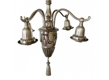 A Victorian Neoclassical Brass - Nickel Plated Chandelier - Bradley & Hubbard - Needs Wiring