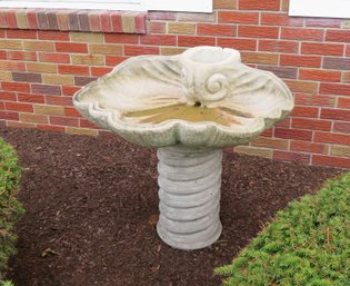 Cement Bird Bath Ornate Clam Shell Motif