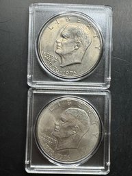 2 Eisenhower Dollars 1976 1976-D