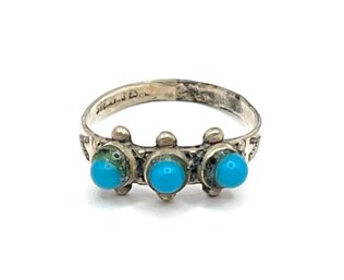 Vintage Sterling Silver ESPO Designer Turquoise Color Ring, Size 4.5