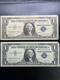 2 $1 Silver Certificates 1957-A, 1957-B