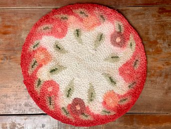 Vintage 12' Hand Hooked Floral Chair Pad