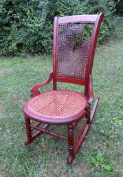 Victorian Style Canned Sewing Rocking Chair