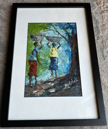 Fantastic Signed HAITIAN FOLK ART PAINTING In Frame- NO SHIPPING