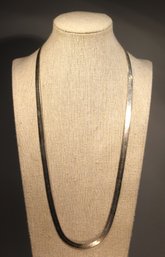 VERY FINE ITALIAN STERLING SILVER FLAT HERRINGBONE CHAIN NECKLACE