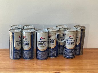 Lot Of 9 Cans Evinrude Outboard Lubricant Mix Oil Can Unopened 16 Oz.