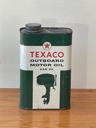 VINTAGE TEXACO OUTBOARD MOTOR OIL ONE QUART METAL CAN