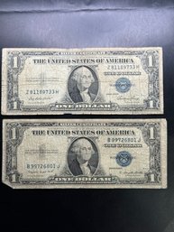 2 $1 Silver Certificates 1935-E, 1935-G