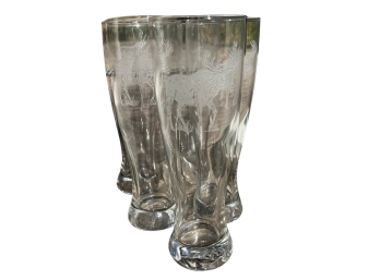 Set Of 5 Vintage Etched Moose Pilsner Glasses