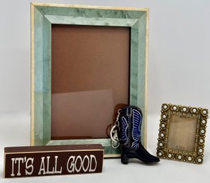 Picture Frames By Natalini & Berebi,  Leather Cowboy Boot Keychain & Mini Sign