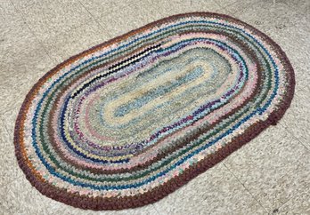 Vintage Hand Made Oval Rag Rug