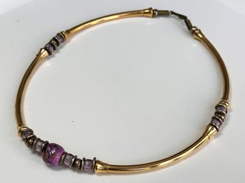 A Vintage South American Brass And Glass Necklace, C. 1970's