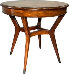 A Beautiful Occasional Table With Inlaid Marquetry Clover Motif By Theodore Alexander