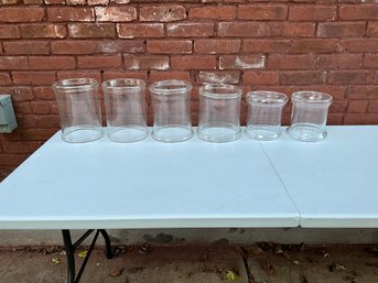 Set/6 Different Sized Open Ended Glass Cylinders