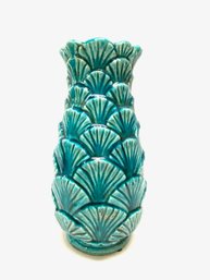 Fantastic Turquoise Crackle Glaze Pineapple Fan Vase