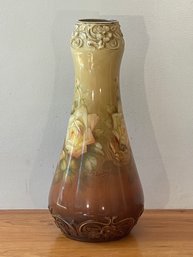 Large 15' Royal Bonn Germany Hand Painted Art Pottery Vase C1900 Floral Gilded