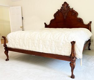 A RALPH LAUREN LOUIS XV CARVED FRENCH MAHOGANY KING 'HUDSON' BEDSTEAD