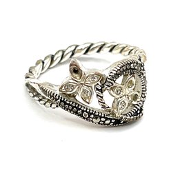 Vintage Sterling Silver Marcasite Ring, Size 7.75